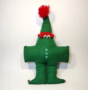 Vintage Felt Christmas Character 14" Bells Google Eyes - Picture 1 of 8