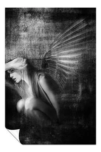Black & White Woman with Angel Wings Artistic Poster Wall Art Home Decor - Picture 1 of 4
