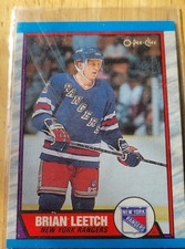 BRIAN LEETCH ROOKIE CARD. New York Rangers RC 1989 O PEE CHEE #136. 