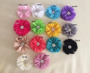 NEW DIY Large Shabby Chiffon Flower with Rhinestone Embellishment Craft - Picture 1 of 5