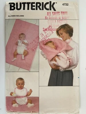 1980's Butterick Infants' Romper,Bib,Bunting Pattern 4722 Size NB-XL UNCUT - Image 1 of 2