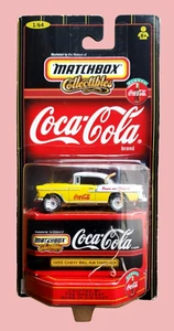Caja de cerillas Chevy Bel Air 1955 techo rígido amarillo marca Coca-Cola coleccionables 1:64 - Imagen 1 de 13
