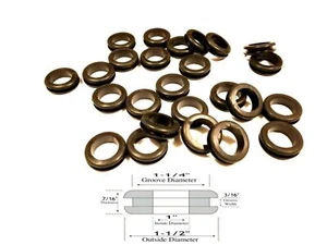 Paquete de 25 bujes de cableado de ojal de goma, identificación de 1", ranura de 3/16", se adapta a orificio de 1-1/4" - Imagen 1 de 1
