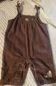 Vtg Pooh Classic Brown Embroidered Corduroy Overalls Size 6 Mo - Picture 1 of 3