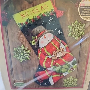 Dimensions Kit Aghi #71-09151 Calza Pupazzo di Neve e Orso Nuovo con scatola - Foto 1 di 7