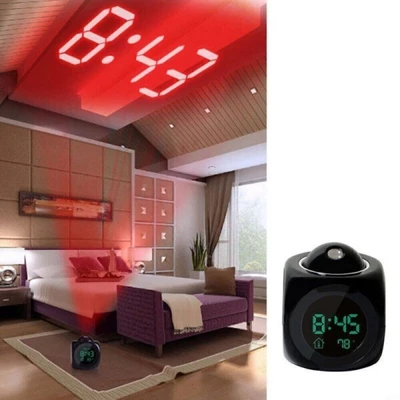 Uhr Wecker Tischuhr mit Projektion USB Funkuhr Temperatur Funkwecker LCD Digital - Bild 1 von 4