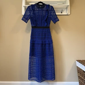 Abito midi autoritratto 4 pizzo blu royal - Foto 1 di 18