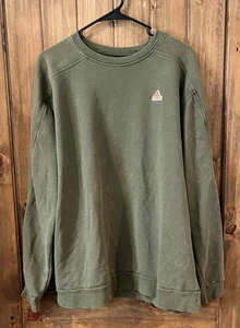 Adidas Sweatshirt Mens Large Olive Green Crew Neck Long Sleeve Stretch Pullover - Picture 1 of 4