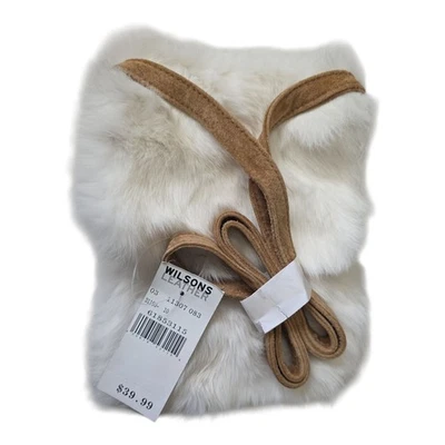 Bolsa de pele de coelho vintage Wilson couro genuíno ~ pequena ~ branca ~ nova com etiqueta - Imagem 1 de 4