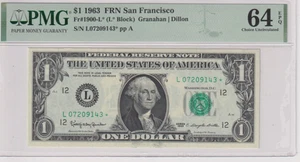 Fr 1900-L* STAR 1963 $1 FRN L07209143* bp 483 PMG 64EPQ SAN FRANCISCO NON MULE - Picture 1 of 2