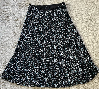 Falda midi EAST 5th para mujer talla XL negra punteada dobladillo aleteado Foto 1 de 4