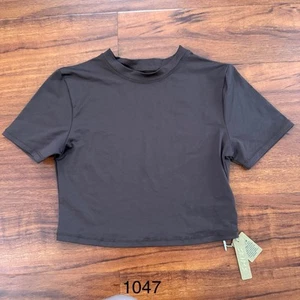 Skims Crop Swim Shirt Tee Size Small Cocoa Brown New With Tags - Picture 1 of 8