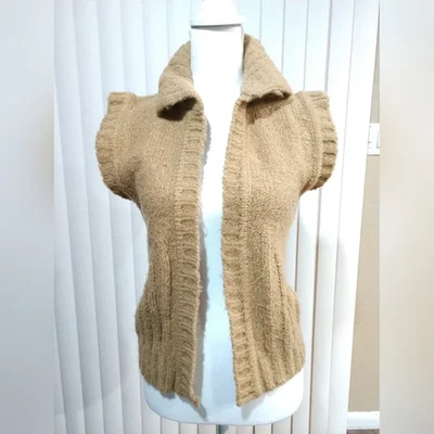 Винтажный свитер жилет открытый передний золотисто-коричневый New York & Co. Грудь средняя 34 дюйма - Изображение 1 из 4