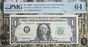 1999 1 federal reserve note Boston - Picture 1 of 2