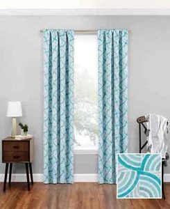 Eclipse Benchley Geometric Printed Blackout 37" x 95" Curtain Panel - Teal - Picture 1 of 2