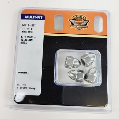 Harley Davidson License Plate Mount Acorn Nuts 94119-93T Chrome 5/16ths - 18 - Image 1 of 3