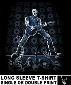HARD ROCK N ROLL BAND SKELETON GUITAR PLAYER BLUES WALKING DEAD SKULL T-SHIRT 18 - Picture 1 of 12