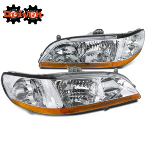 For Honda Accord 98-01 2/4 4cly V6 JDM Chrome Headlights Amber Reflector Inspire - Picture 1 of 2