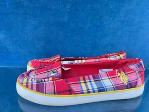 US POLO ASSOCIATION Red Plaid Loafers Fashion Athletic Sneakers Shoes Sz 7 👣b10 - Picture 1 of 9