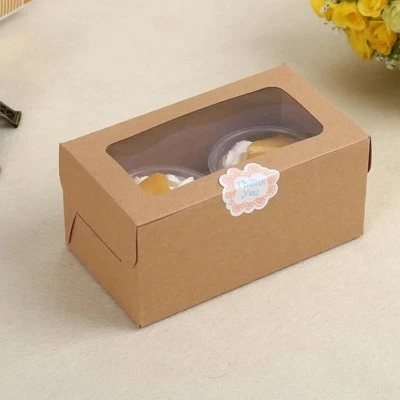 50x Kraft Cupcake Boxes Muffin Dessert Sweets Packaging Party Wedding Favour Box - Image 1 of 3