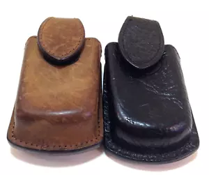 2 Vintage Echtleder Western Handy Gürtel Holster klein Clip On schwarz & braun - Bild 1 von 9
