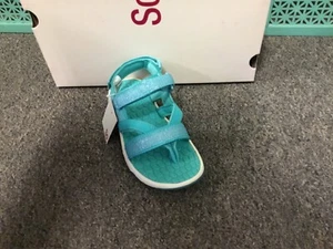 New Girls Seashells Sandals Teal Size 2 - Picture 1 of 6