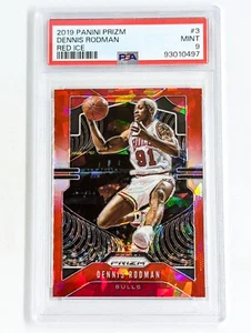 Panini Prizm Red Ice Prizm #3 2019-20 Dennis Rodman PSA 9 Chicago Bulls Salón de la fama - Imagen 1 de 2