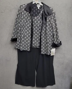 R&M Richards Jacket Top Pantsuit Set Womens Size 22WP Rhinestone Bling - Picture 1 of 13