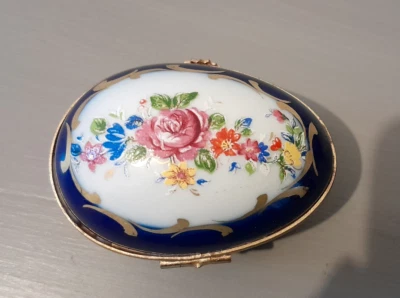 belle boite à pilule Pilulier Porcelaine Limoges MNP décor main ANCIEN - Photo 1/4