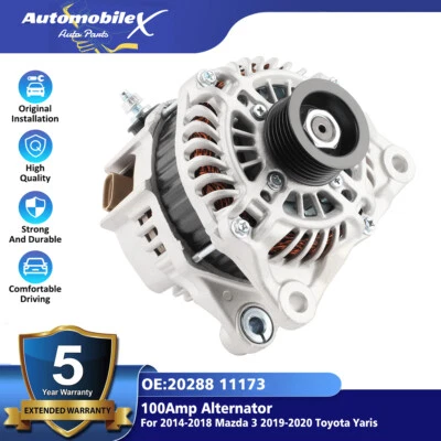 100A 20288 Alternator For Mazda 3 6 CX-3 CX-5 MX-5 Miata Scion iA Toyota Yaris - Image 1 of 4