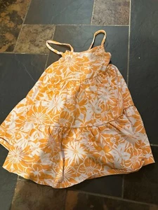 5t cat and jack orange floral tropical summer dress ankle length spaghetti strap - Picture 1 of 3