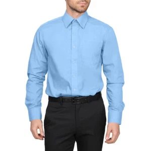 Men's Berlioni Solid Button Up Spread Collar Work Long Sleeve Dress Shirt - Picture 1 of 206