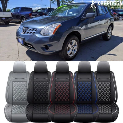Conjunto completo de capa de assento de carro Nissan Rogue 2008-2013 frontal + traseira almofada couro - Imagem 1 de 4