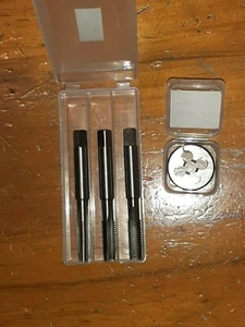 BSF 5/16" X 22 RH 3x HSS tap set Taper Inter bott +1" OD split screw die button - Imagen 1 de 2