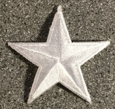 WHITE STAR DESIGN 2” FULLY EMBROIDERED IRON ON CLOTH PATCH - Image 1 of 4