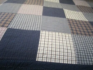 DYR Do Your Room Twin Blue Patchwork Plaid Twin Quilt 84 x 61 - Picture 1 of 5