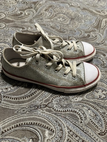 Converse All Star Glitter Low Lops Argento Taglia 3 Bambina