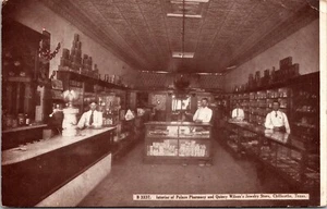 Palace Pharmacy & Quincy Wilson's Jewelry Store, Clarksville, Texas - Postal - Imagen 1 de 2