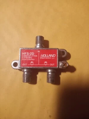 New HOLLAND ELECTRONICS HFS-2D 2-Way Coax Splitter Cable Network FREE SHIPPING - Image 1 of 3