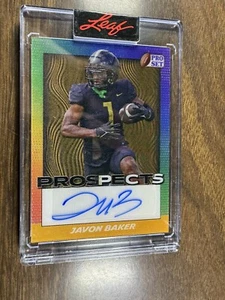 JAVON BAKER Prospects Encased Auto RC 2024 Leaf Pro Set Metal Football 1/1 Gold - Picture 1 of 2