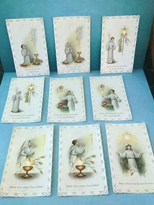 9X Anciennes Cartes Cartonnées Série Communion Cadre Dentelle Italie - Imagen 1 de 8