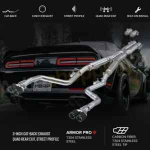 MBRP S71133CF 3" Catback Exhaust for 2017-2023 Dodge Challenger 5.7L - Picture 1 of 12
