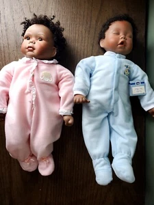 Ashton Drake Little Boy Blue & Mary Had a Little Lamb African Am Porzellan Puppen - Bild 1 von 10
