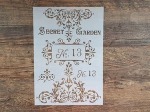 Schablone Secret Garden Wandtattoo Garten Ornamente floral Text ST-1010294 - Bild 1 von 5