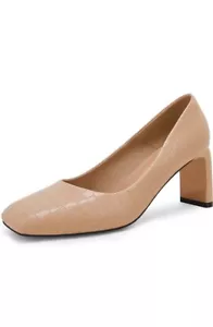 Women's Closed Square Toe Heels Chunky Low Block Heel Slip-on Party Office Dress - Picture 1 of 3