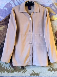 NWT Denim & Co QVC Style Sz S Fit M  Women's Jacket Buttons Beige Stretch Pocket - Picture 1 of 9