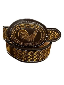 Kids AUTHENTIC MEXICAN WESTERN cinto piteado Hand-braided Belt Rooster - Picture 1 of 9