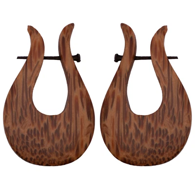Orgánico Coco Madera Pendientes Con Palo Postes Tribal Aro Boho Cuentagotas - Imagen 1 de 2
