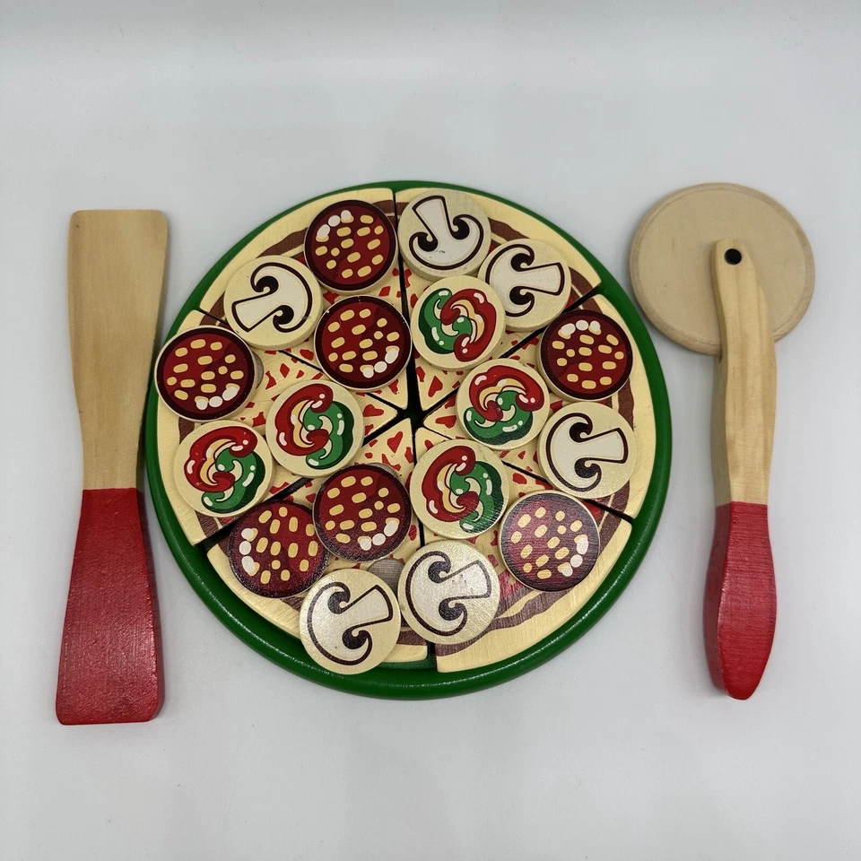 Melissa & Doug 比萨替换零件板抹刀 Pepperoni 蘑菇可选 — 第 1/4 张图片