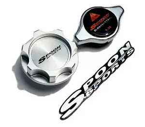 RADIATOR CAP + OIL CAP SILVER INTEGRA RSX SPOON SPORTS CIVIC S2000 SI JDM - Picture 1 of 4